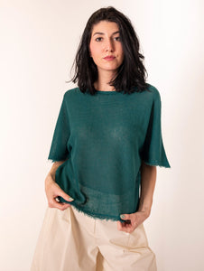 Maglia Base in Lino e Cotone Verde