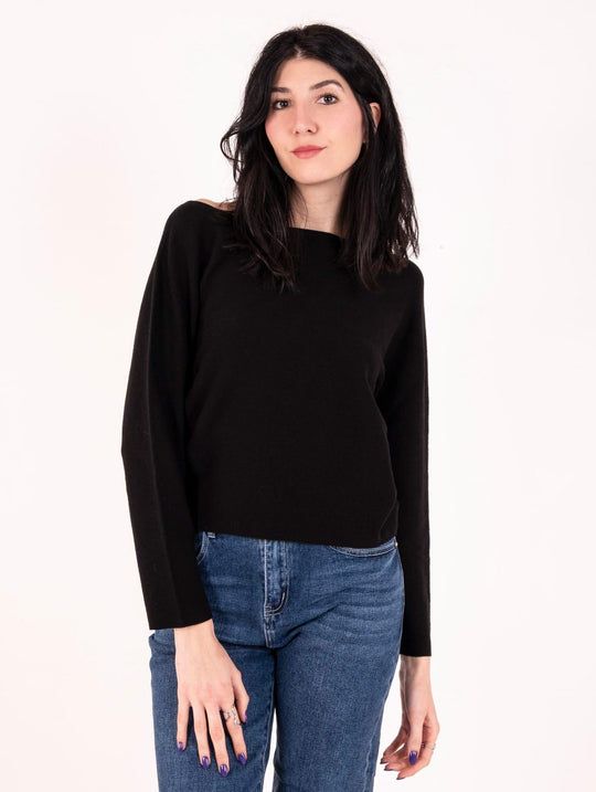 Maglia Boxy Alpha Studio in Lana Extrafine Nero