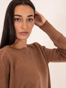 Maglia Boxy Base in Lana e Cashmere Biscotto