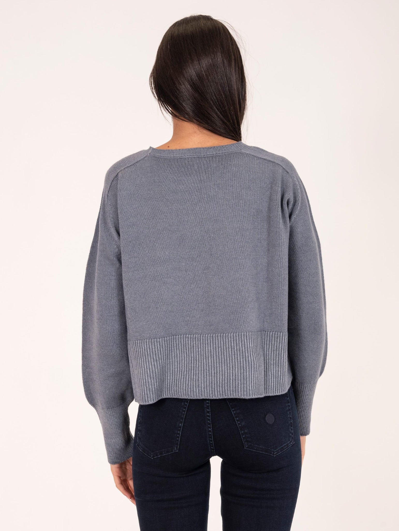 Maglia Boxy Base in Lana e Cashmere Ceruleo