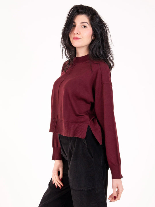 Maglia Boxy Daniele Fiesoli in Lana Merinos Extrafine Bordeaux