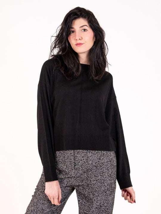 Maglia Boxy Daniele Fiesoli in Lana Merinos Extrafine Nero