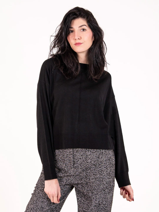 Maglia Boxy Daniele Fiesoli in Lana Merinos Extrafine Nero