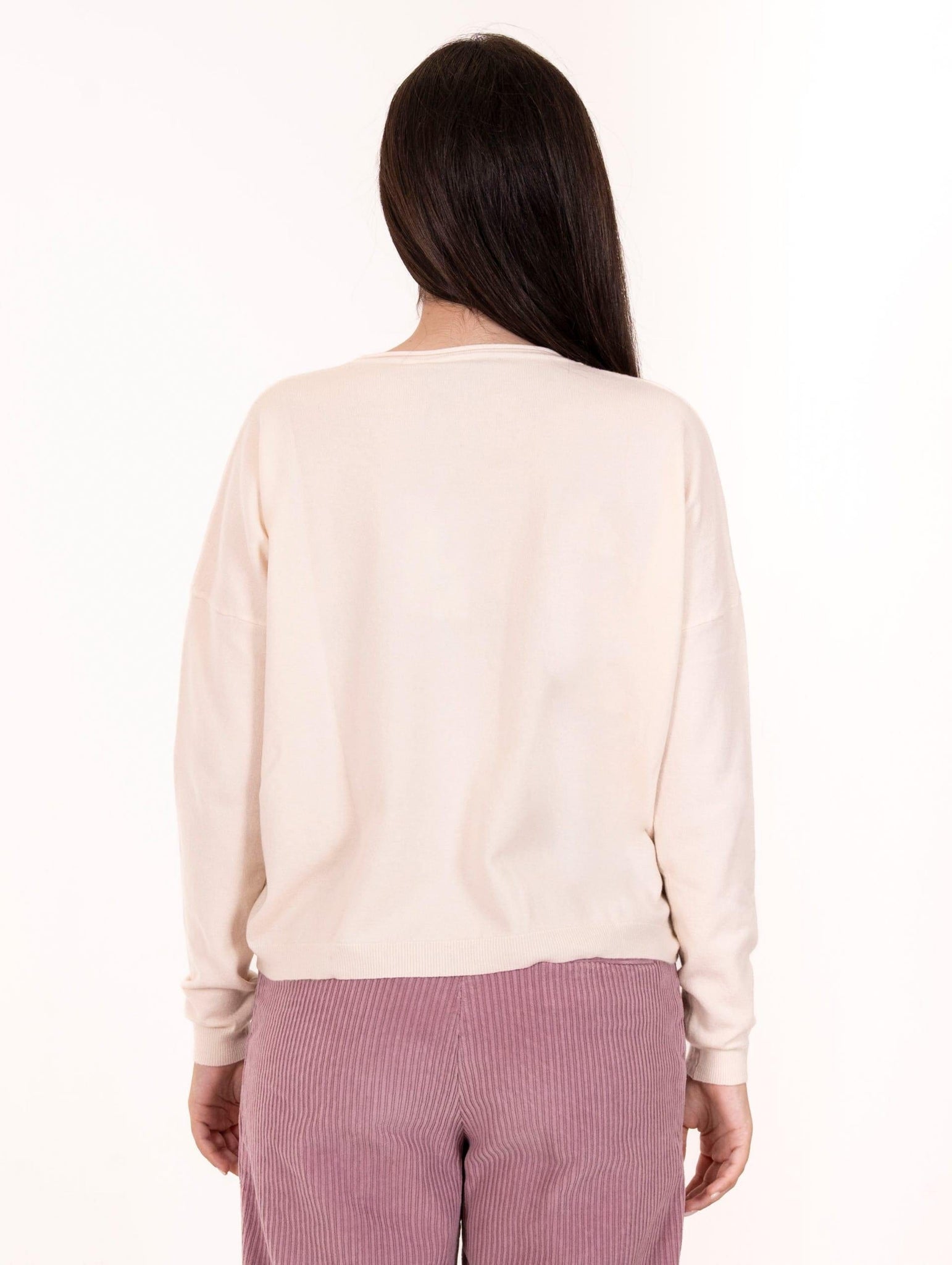 Maglia Boxy White Wise in Lana e Viscosa Naturale