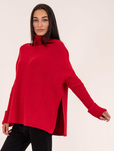 Maglia Cappa Maliparmi in Lana, Viscosa e Cashmere Rosso