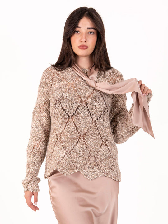 Maglia D.Exterior con Fusciacca in Lana e Alpaca Beige