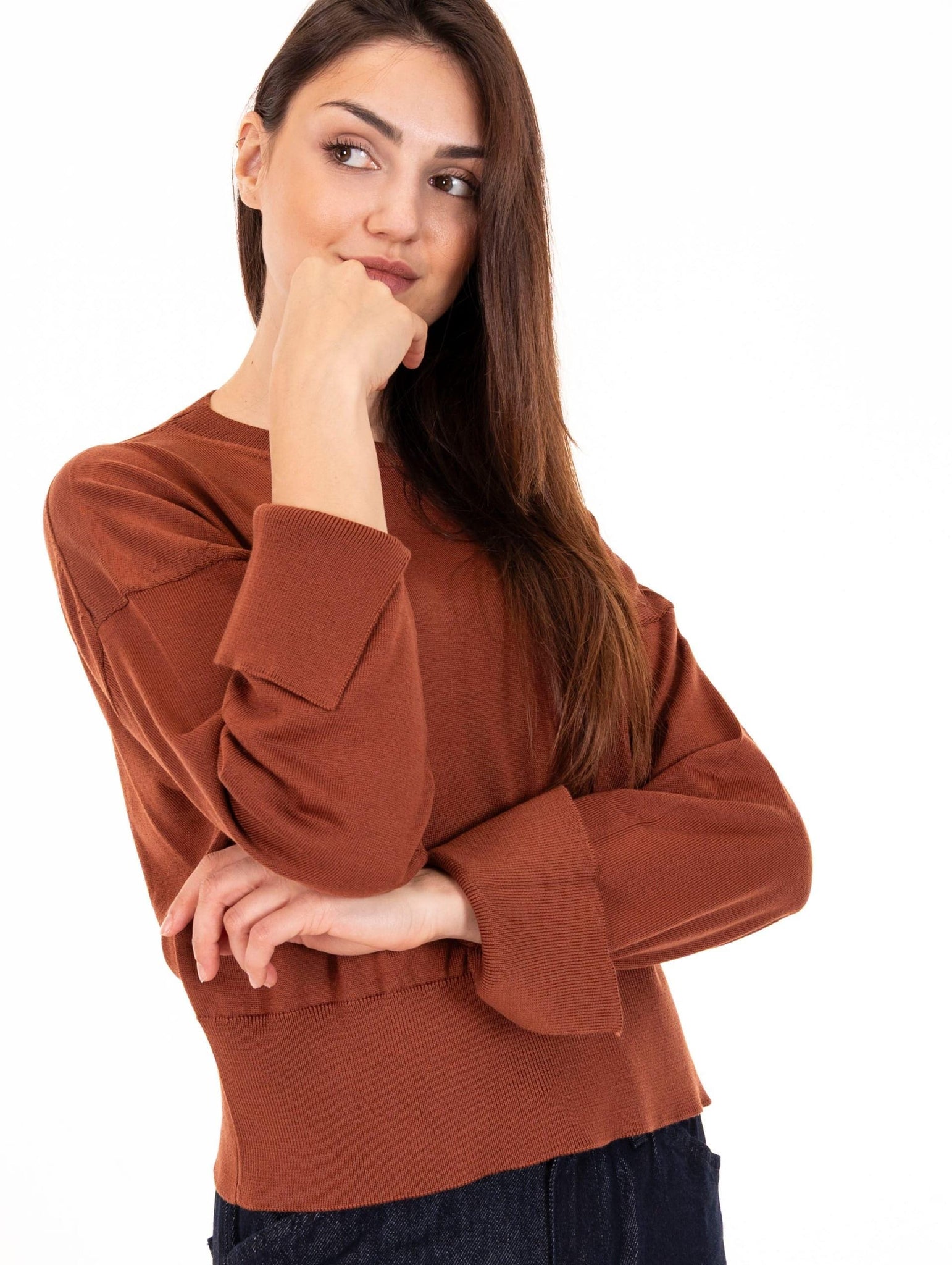 Maglia Daniele Fiesoli in Lana Merinos Extrafine Tabacco