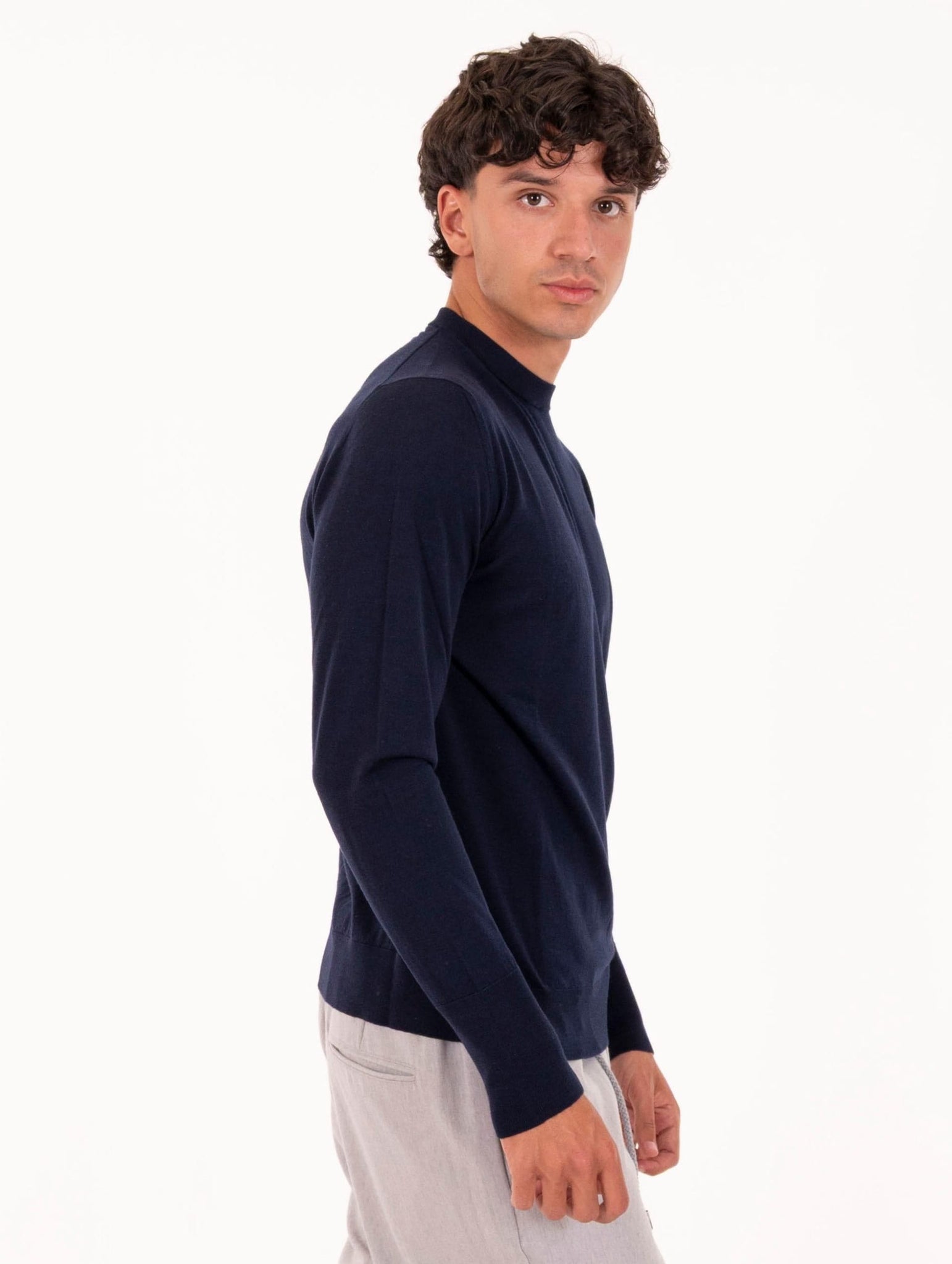 Maglia Eleventy Milano Platinum in Lana 14 Micron Blu