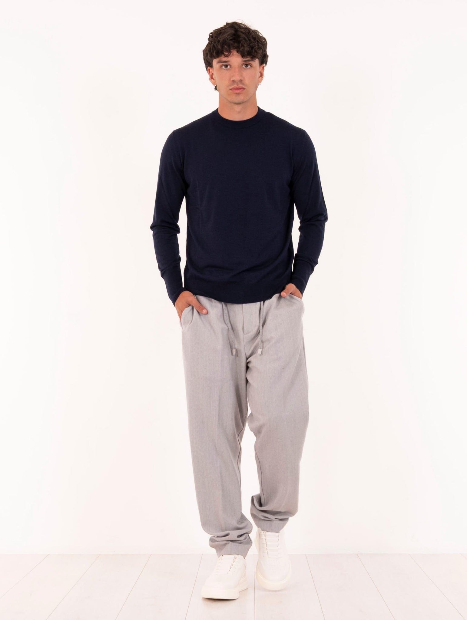 Maglia Eleventy Milano Platinum in Lana 14 Micron Blu