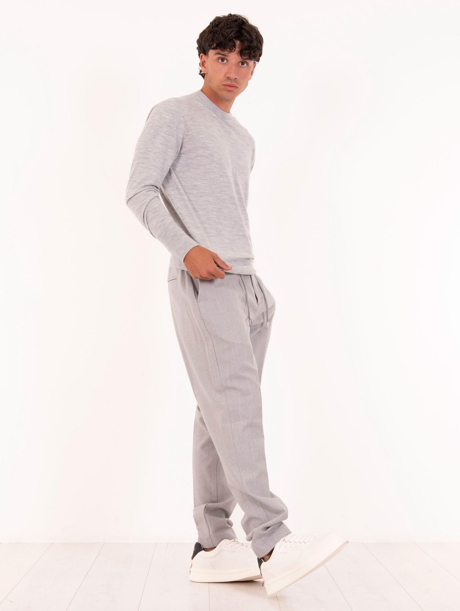 Maglia Eleventy Milano Platinum in Lana 14 Micron Grigio Melange