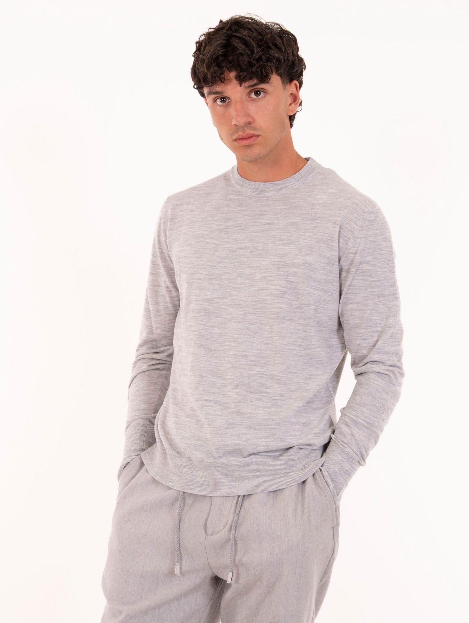 Maglia Eleventy Milano Platinum in Lana 14 Micron Grigio Melange