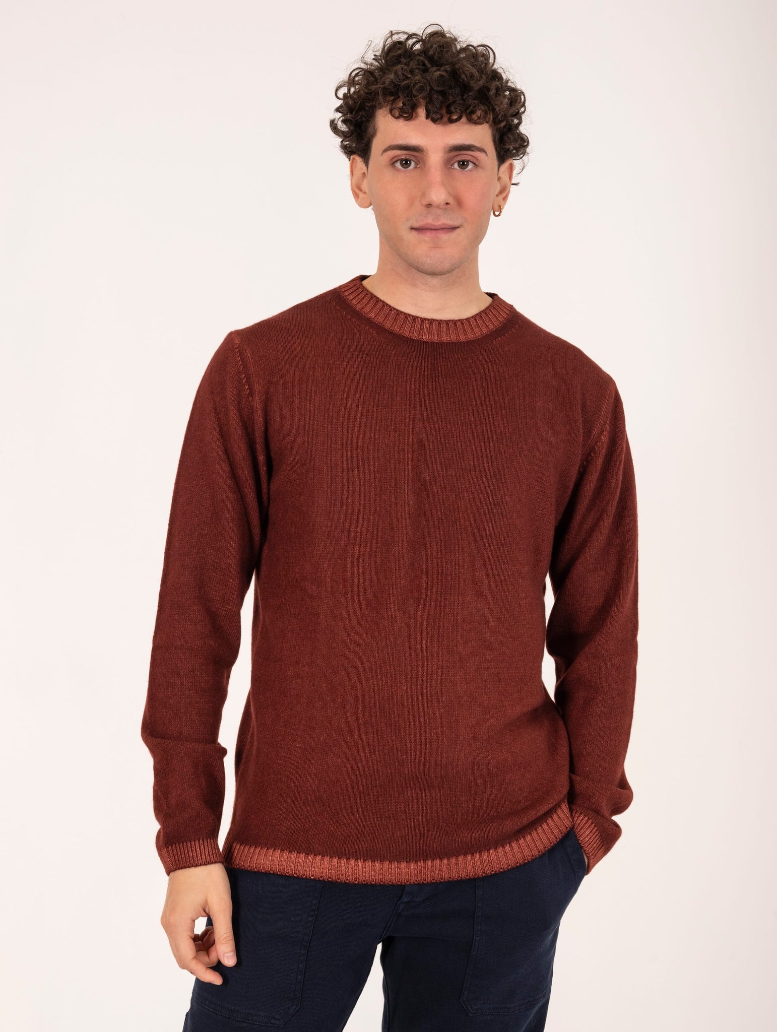 Maglia Girocollo Daniele Fiesoli in Eco Cashmere Castagna