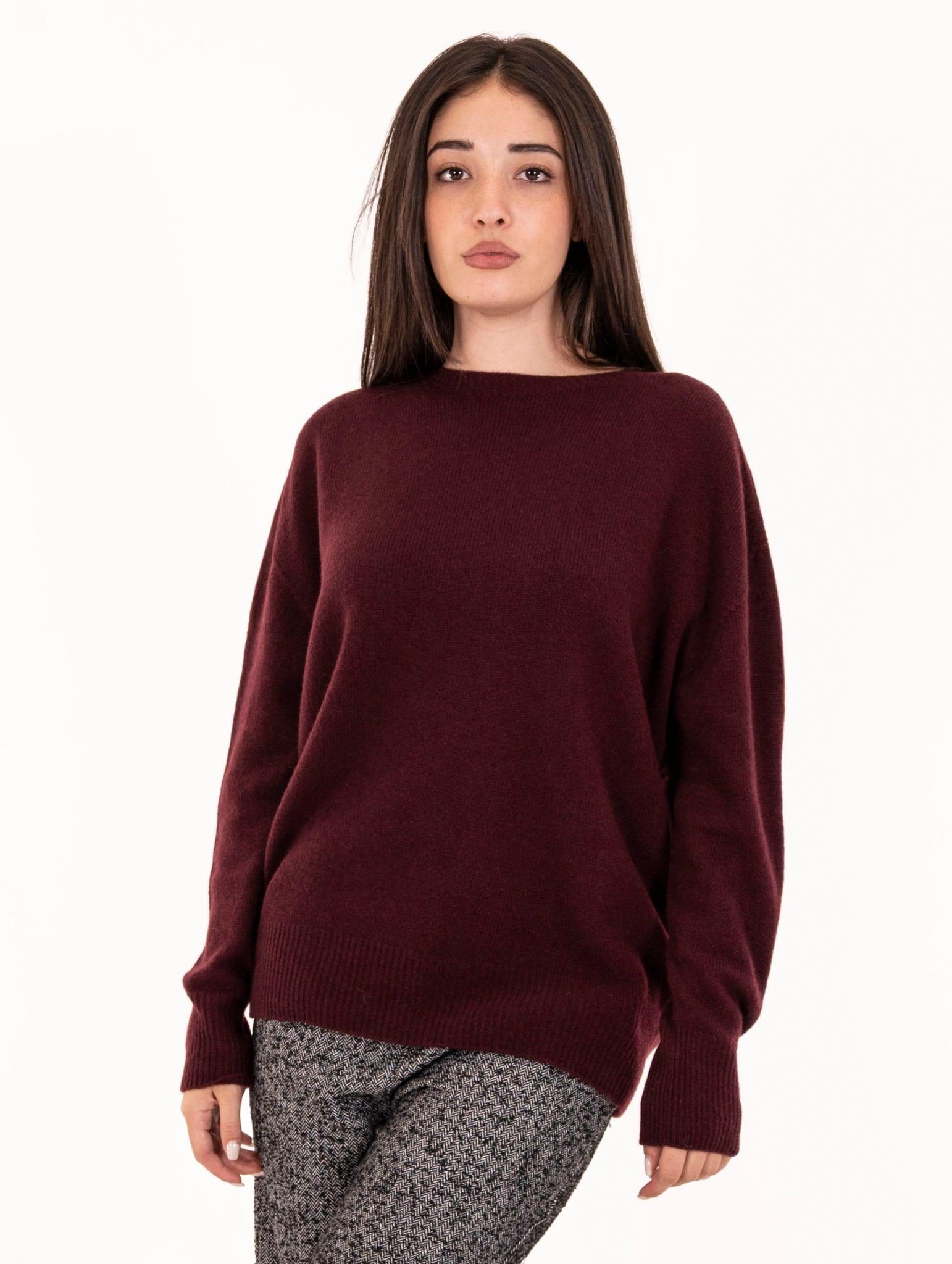 Maglia Girocollo Daniele Fiesoli in Lana e Cachemire Vino