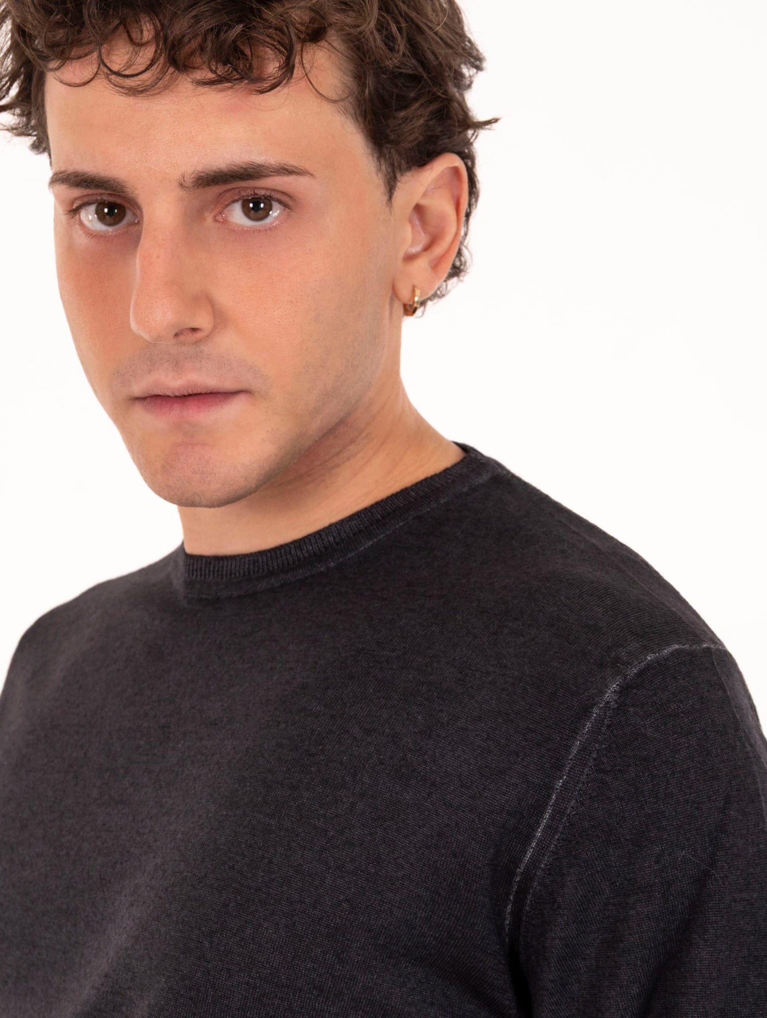 Maglia Girocollo Four Stroke in Lana Merinos Extrafine Lavagna