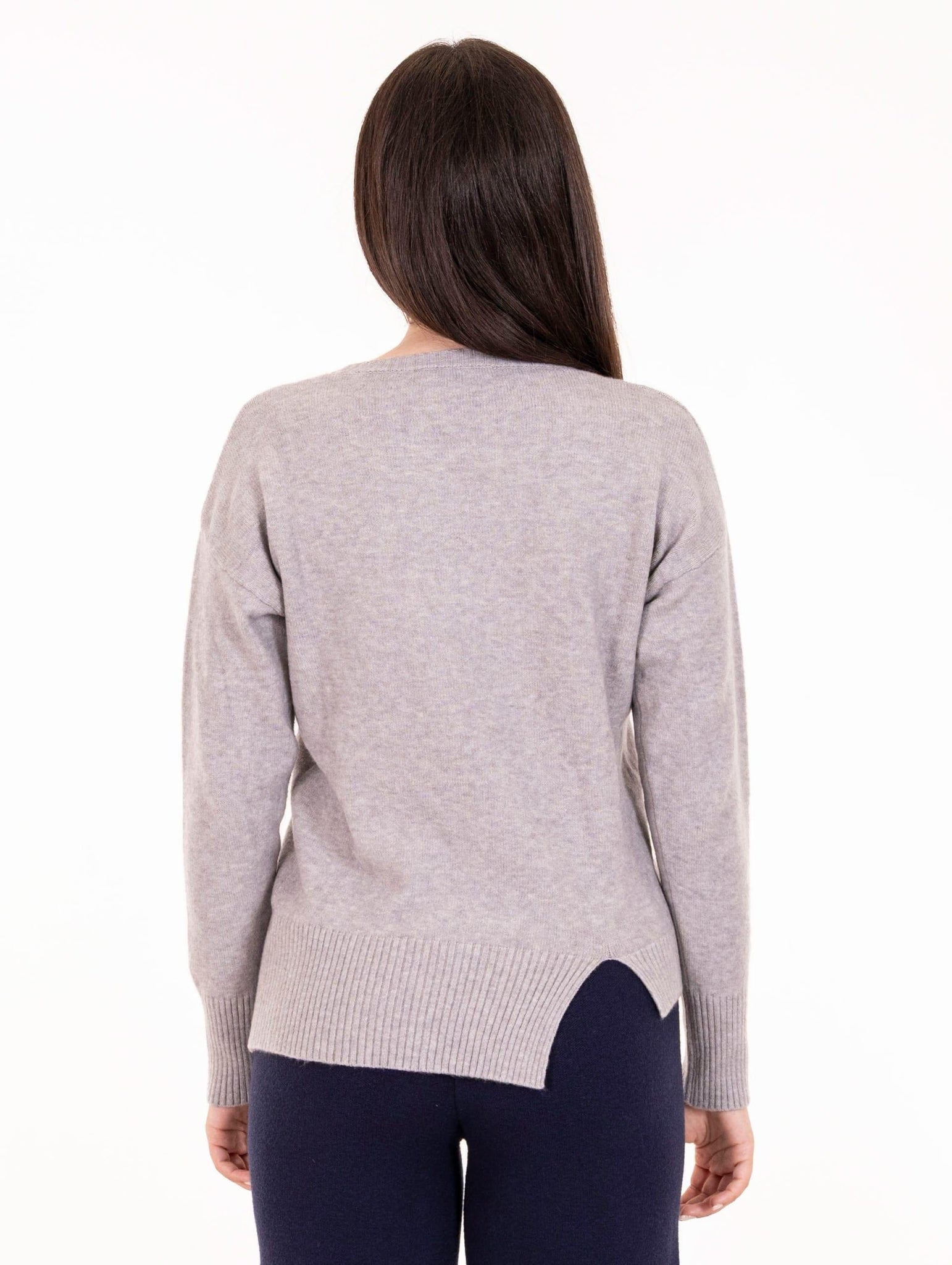 Maglia Girocollo White Wise con Spacchetto in Lana e Viscosa Grigio