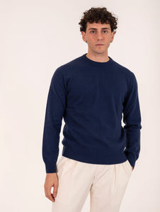 Maglia Girocollo Zanieri Lambswool e Cashmere Blu