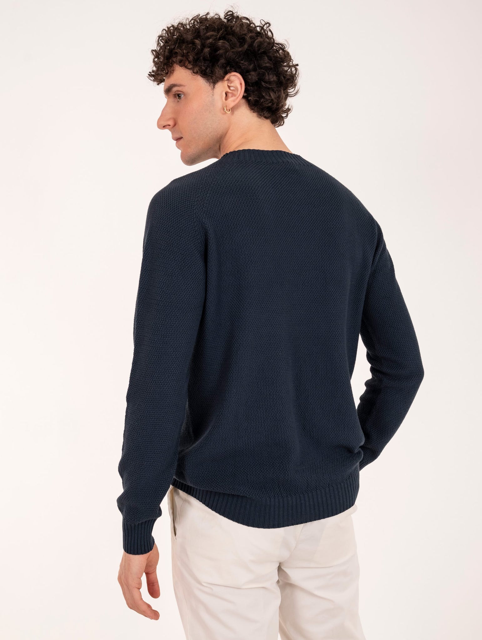 Maglia Grana di Riso H953 in Cotone Blu Notte