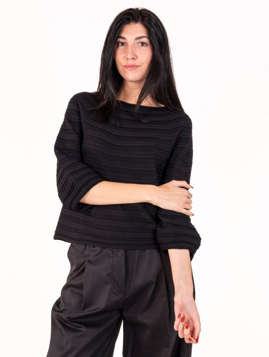 Maglia Liviana Conti in Viscosa Plissè Nera