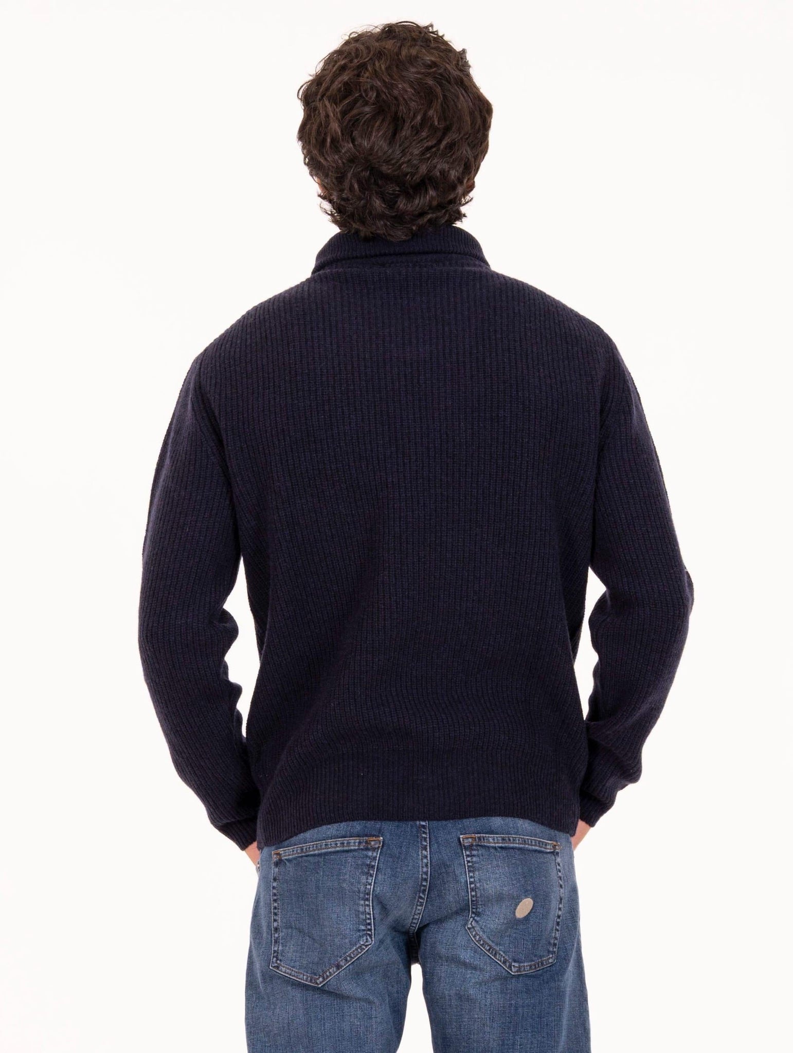 Maglia Lupetto Daniele Fiesoli con Zip in Eco Cashmere Navy