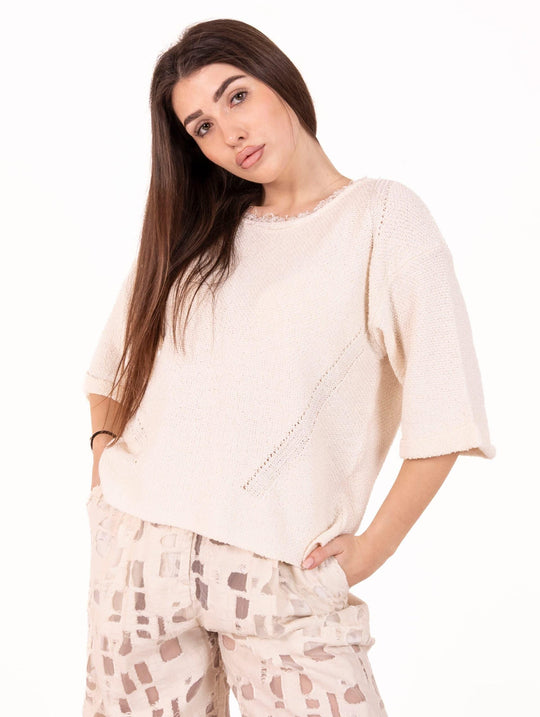 Daniele Fiesoli Honeycomb Sweater in Cream Cotton