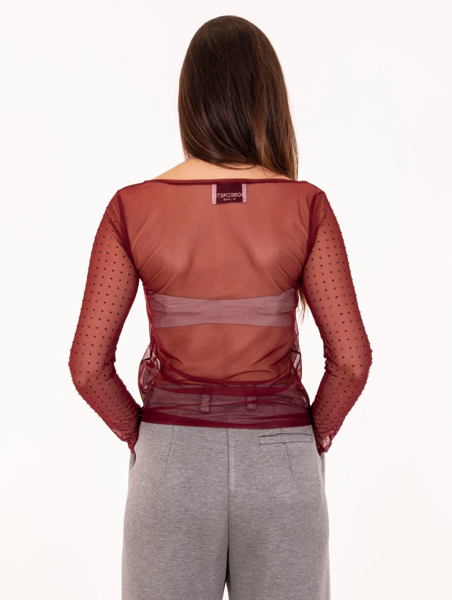 Maglia No Secret in Tulle con Strass Ciliegia