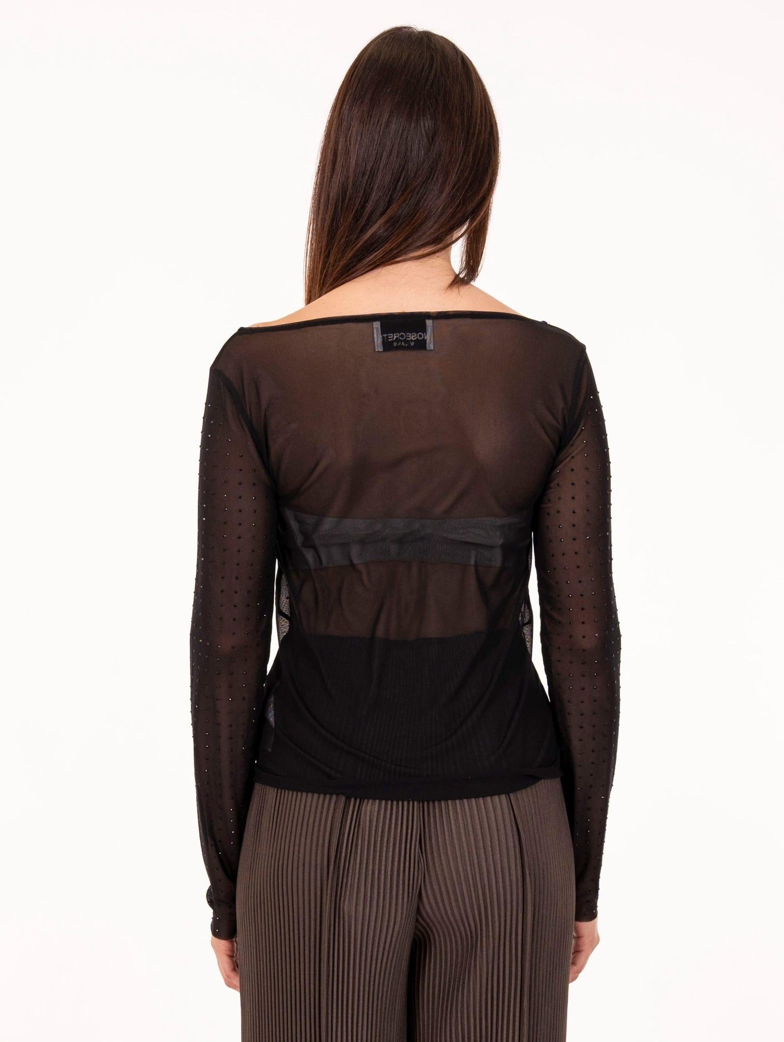 Maglia No Secret in Tulle con Strass Liquirizia
