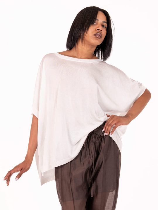 Oversize Pullover Meimeij aus Viskose Weiß