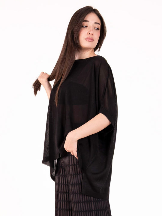 Maglia Over Meimeij in Viscosa Nera