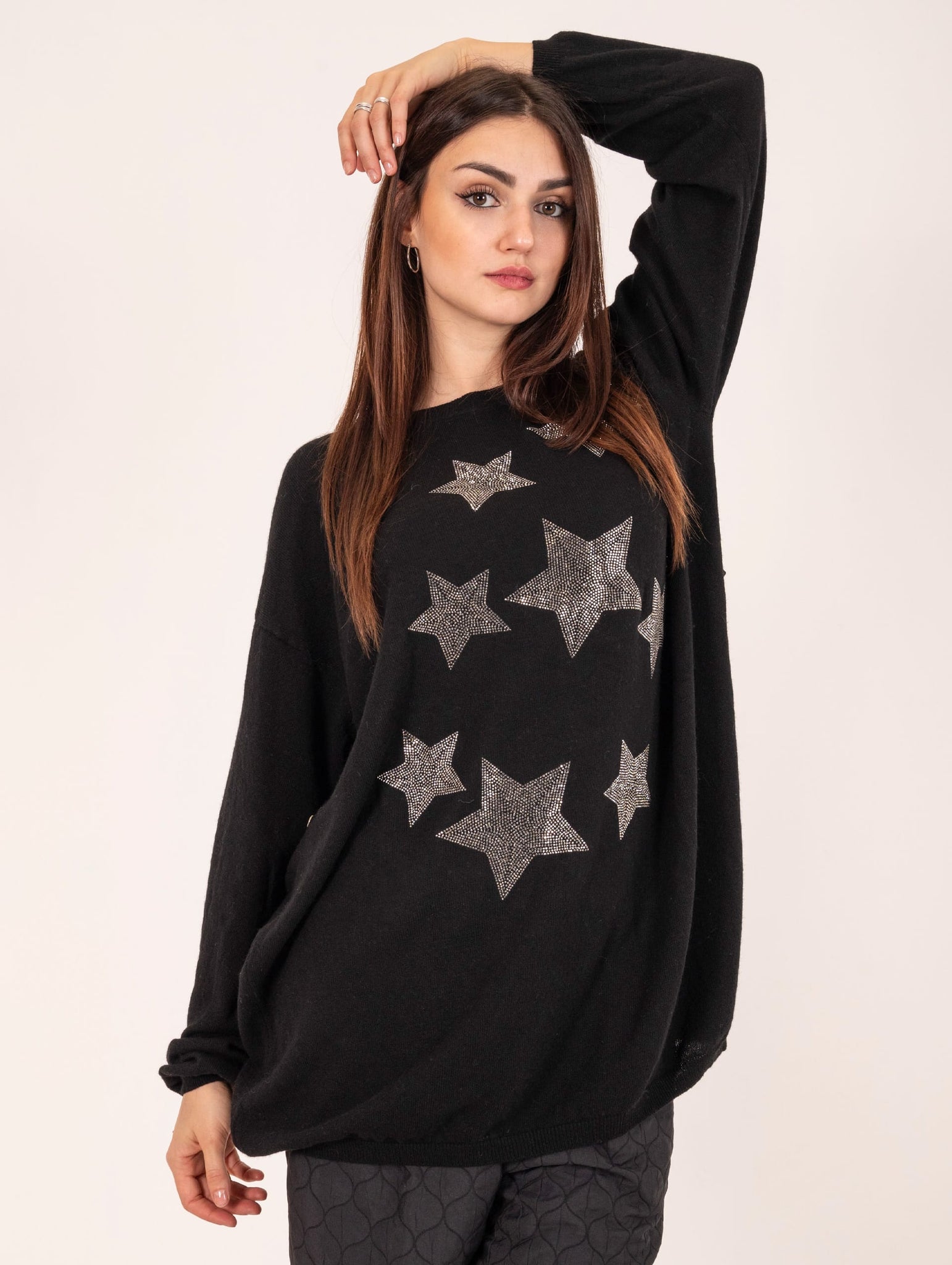 Maglia Stars Brand Unique in Lana e Cashmere Nero