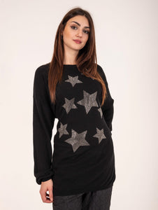 Maglia Stars Brand Unique in Lana e Cashmere Nero