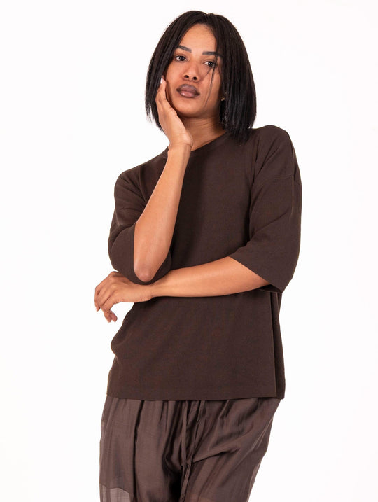 White Wise Dark Brown Viscose Sweater