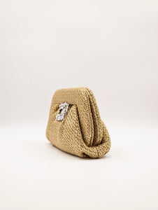 Maxi Pochette Twenty Fourhaitch in Rafia Laminata Oro