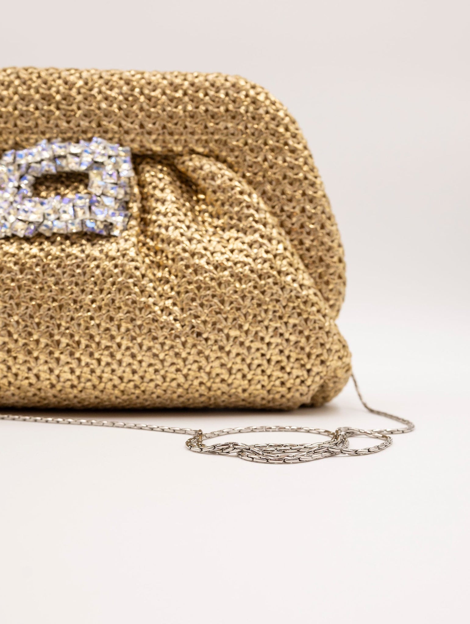 Maxi Pochette Twenty Fourhaitch in Rafia Laminata Oro