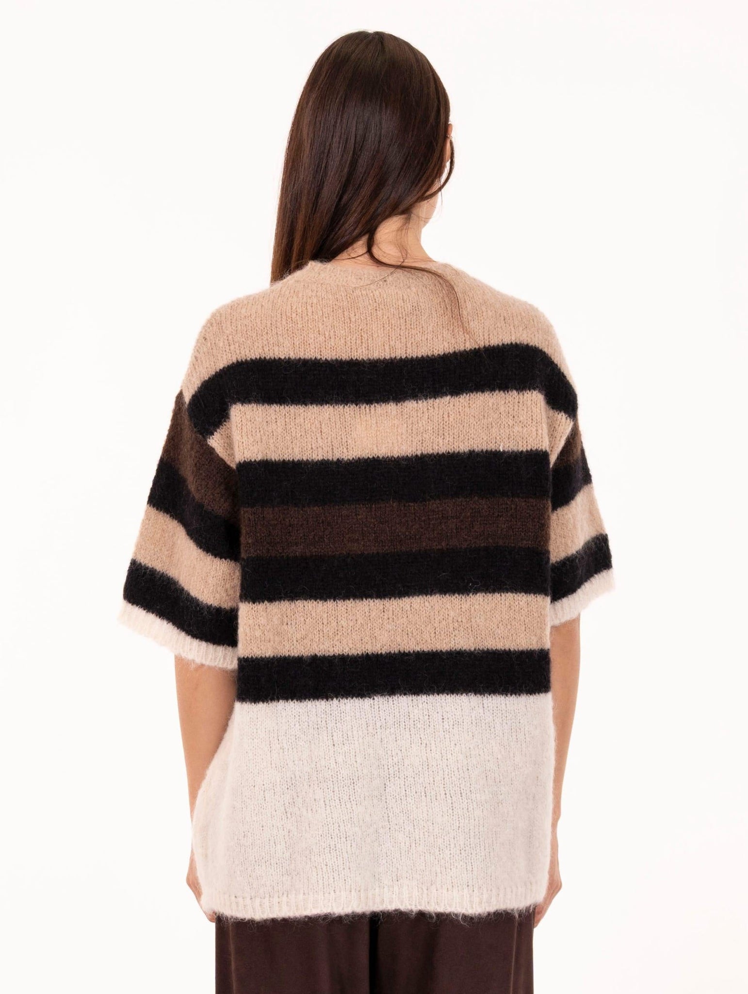 Maxi T-shirt Alysi in Mohair Beige, Nero, Marrone, Panna