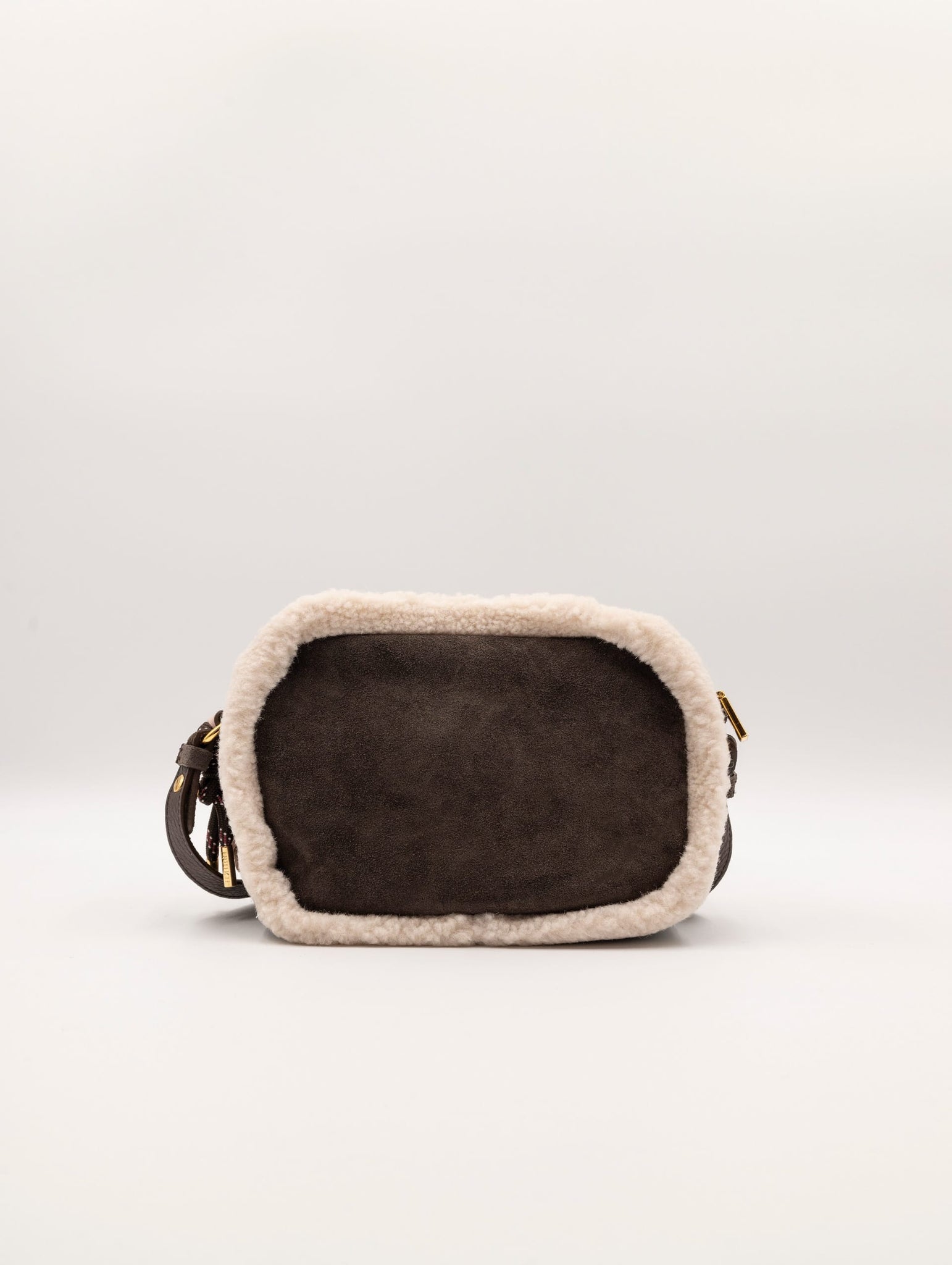 Mini Bag Coccinelle Beat in Camoscio ed Eco Shearling Testa di Moro