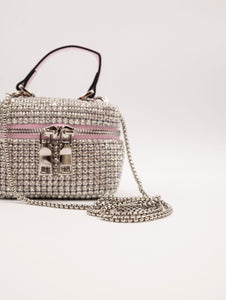 Mini Bag Twenty Fourhaitch Strass Argento e Rosa