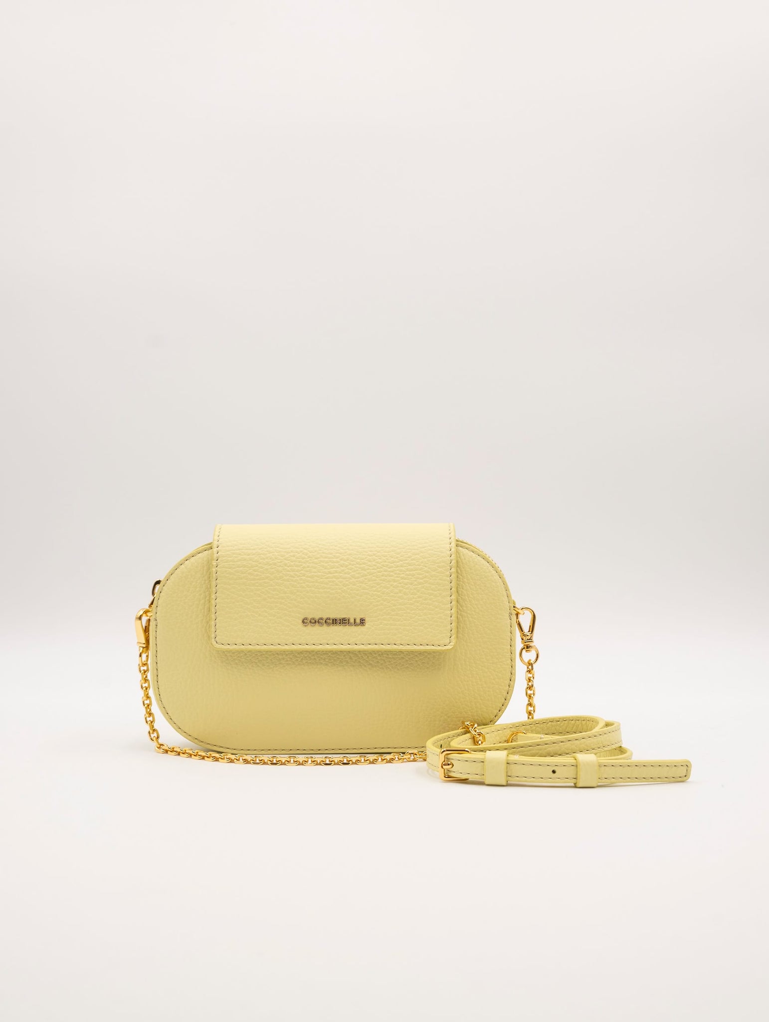 Minibag Coccinelle Dew in Pelle Martellata Giallo