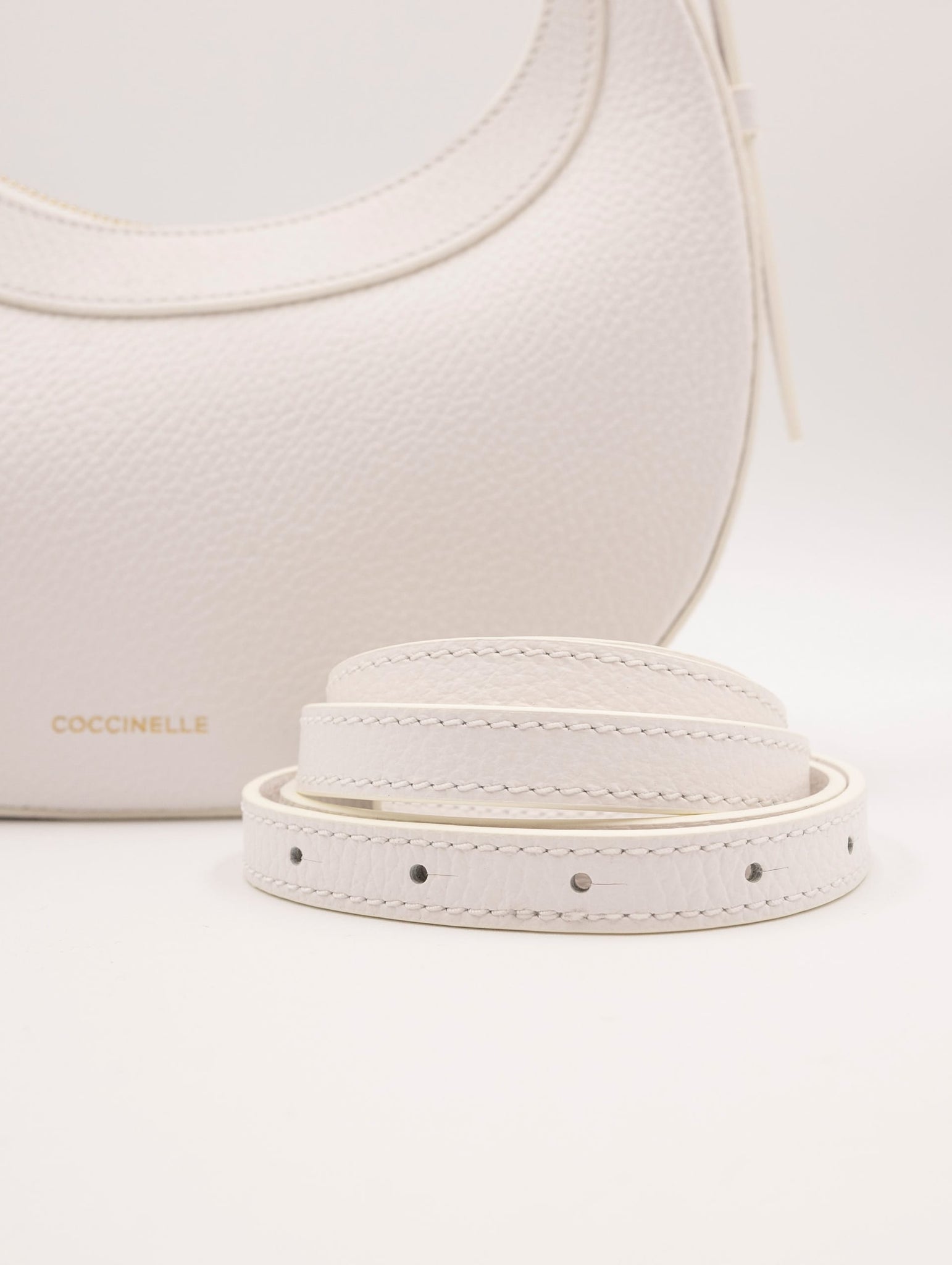 Minibag Coccinelle Whisper in Pelle Martellata Bianca