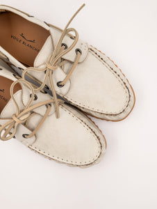 Mocassino a Barca Hull Voile Blanche in Suede Delavè Beige