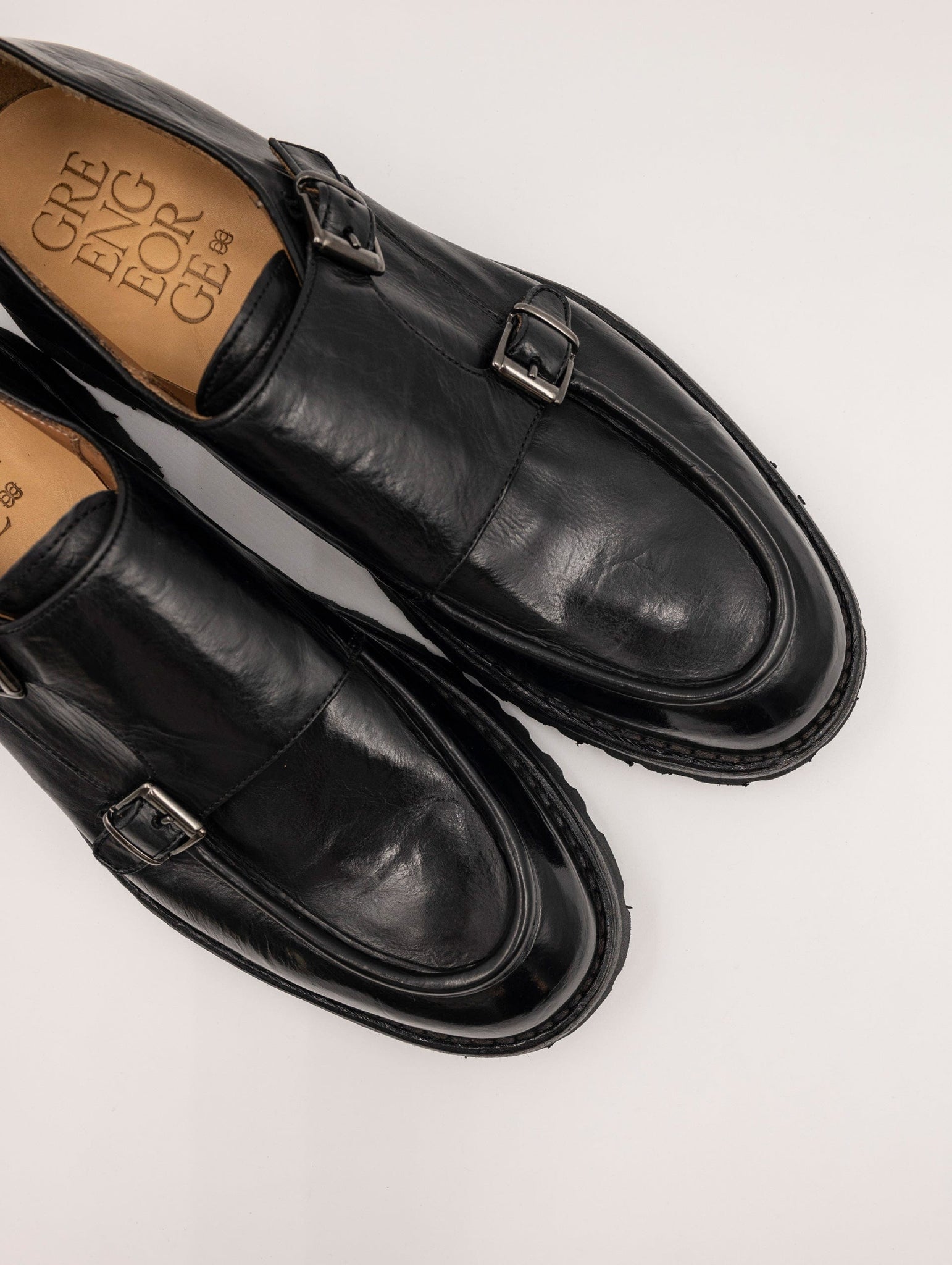 Mocassino Doppia Fibbia Green George in Pelle Nero