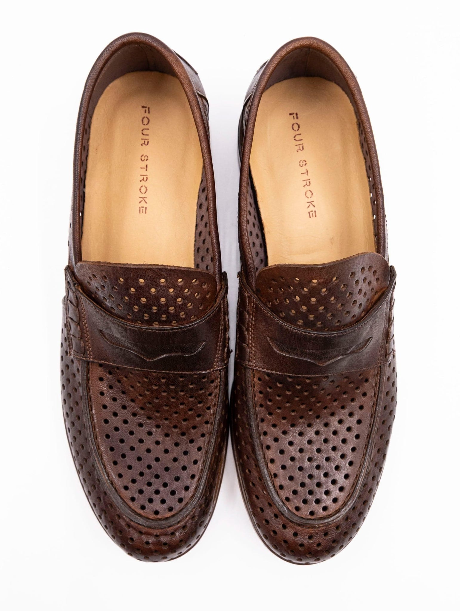 Mocassino Four Stroke in Pelle Traforata Cuoio