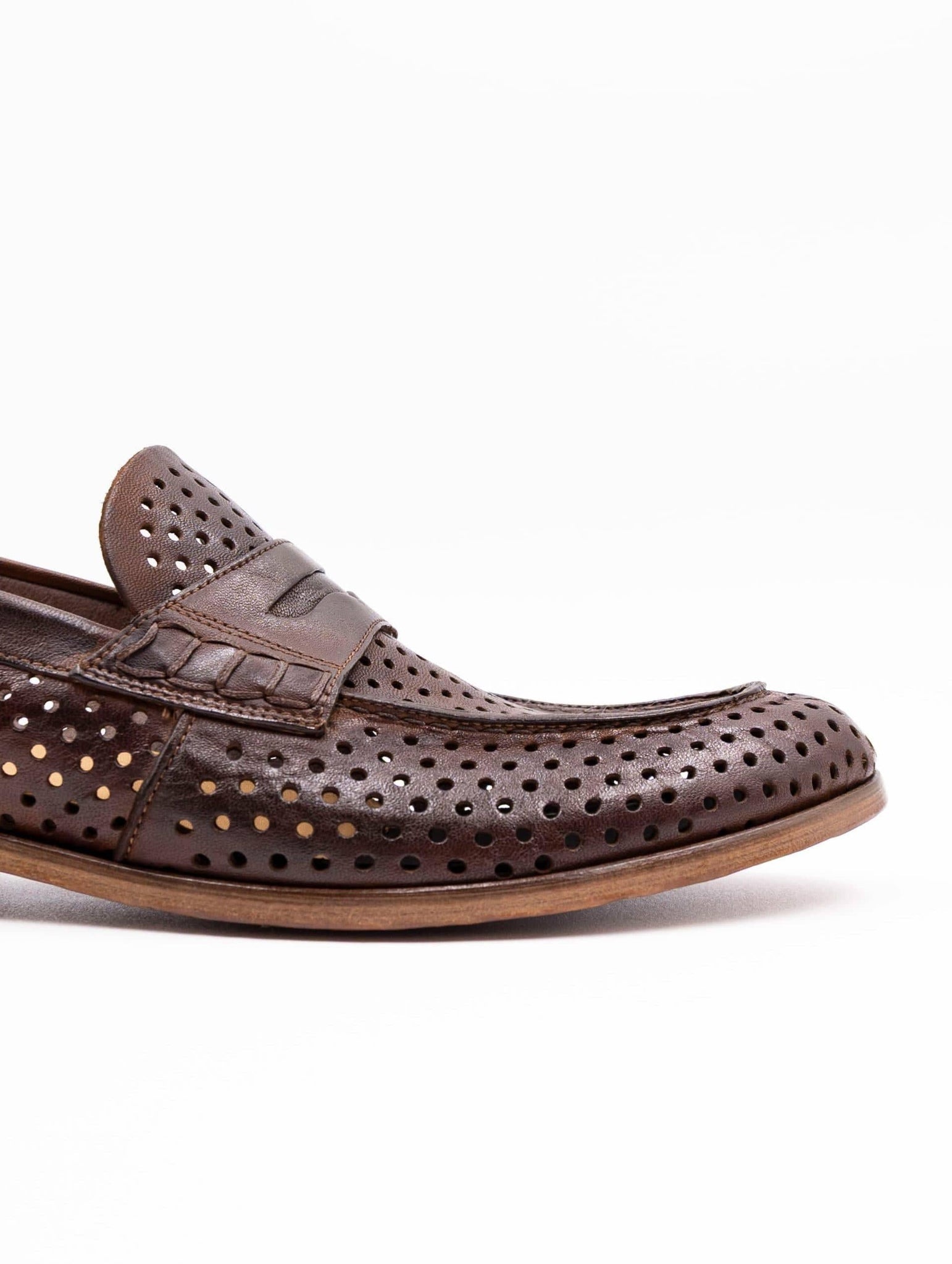Mocassino Four Stroke in Pelle Traforata Cuoio