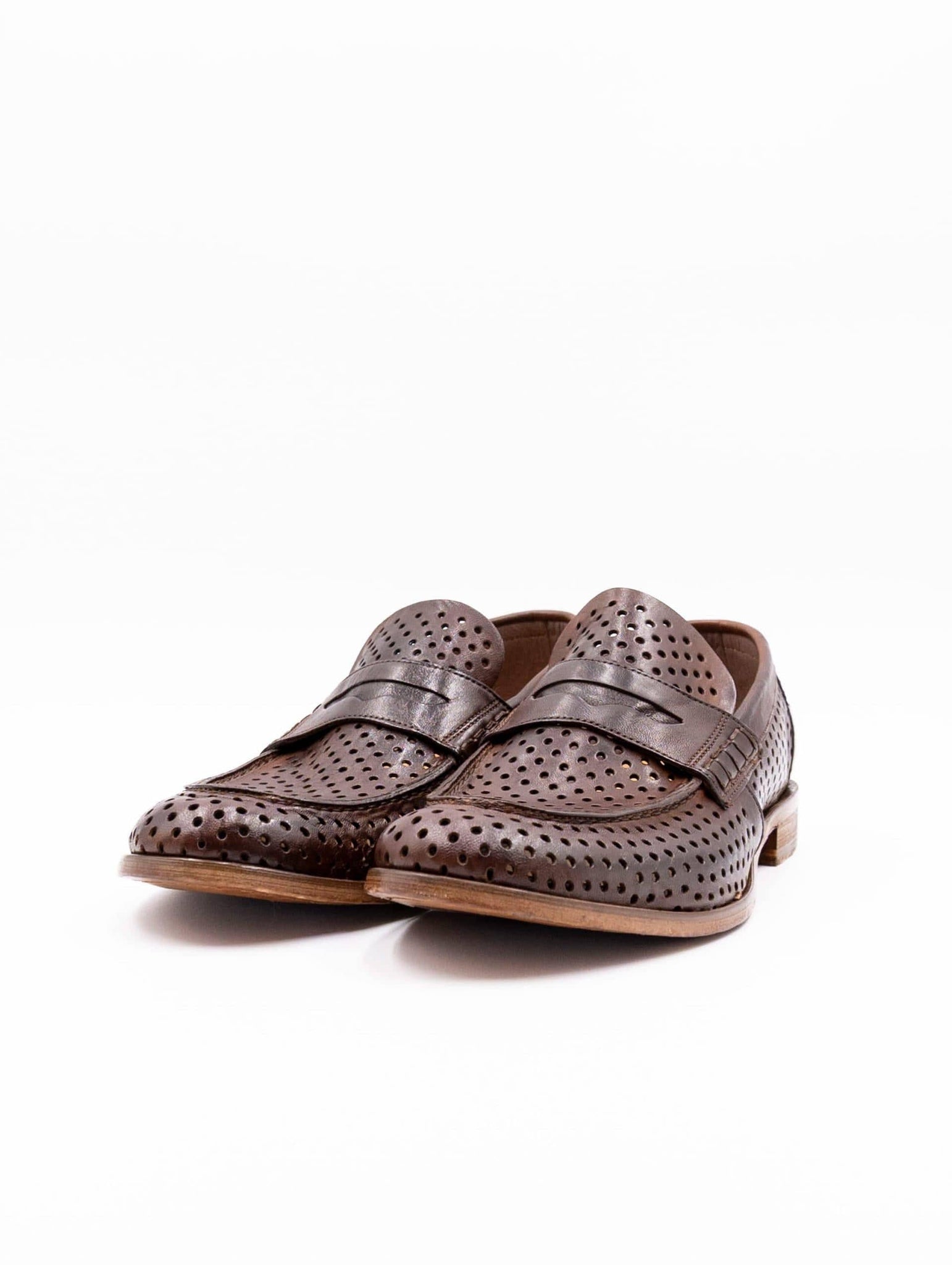 Mocassino Four Stroke in Pelle Traforata Cuoio