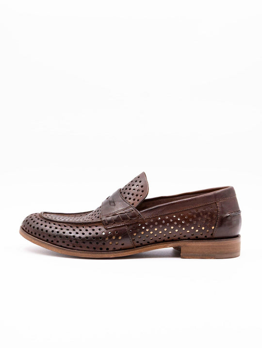 Moccasin Four Stroke in Perforated Leather Leather