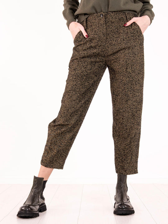 Pantalone Alessai Santi in Misto Cotone Nero e Verde