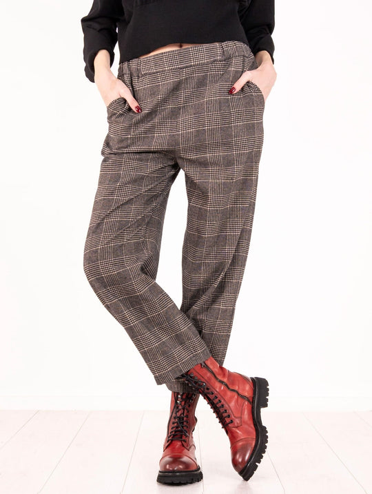 Pantalone Alessia Santi Check Nero e Beige