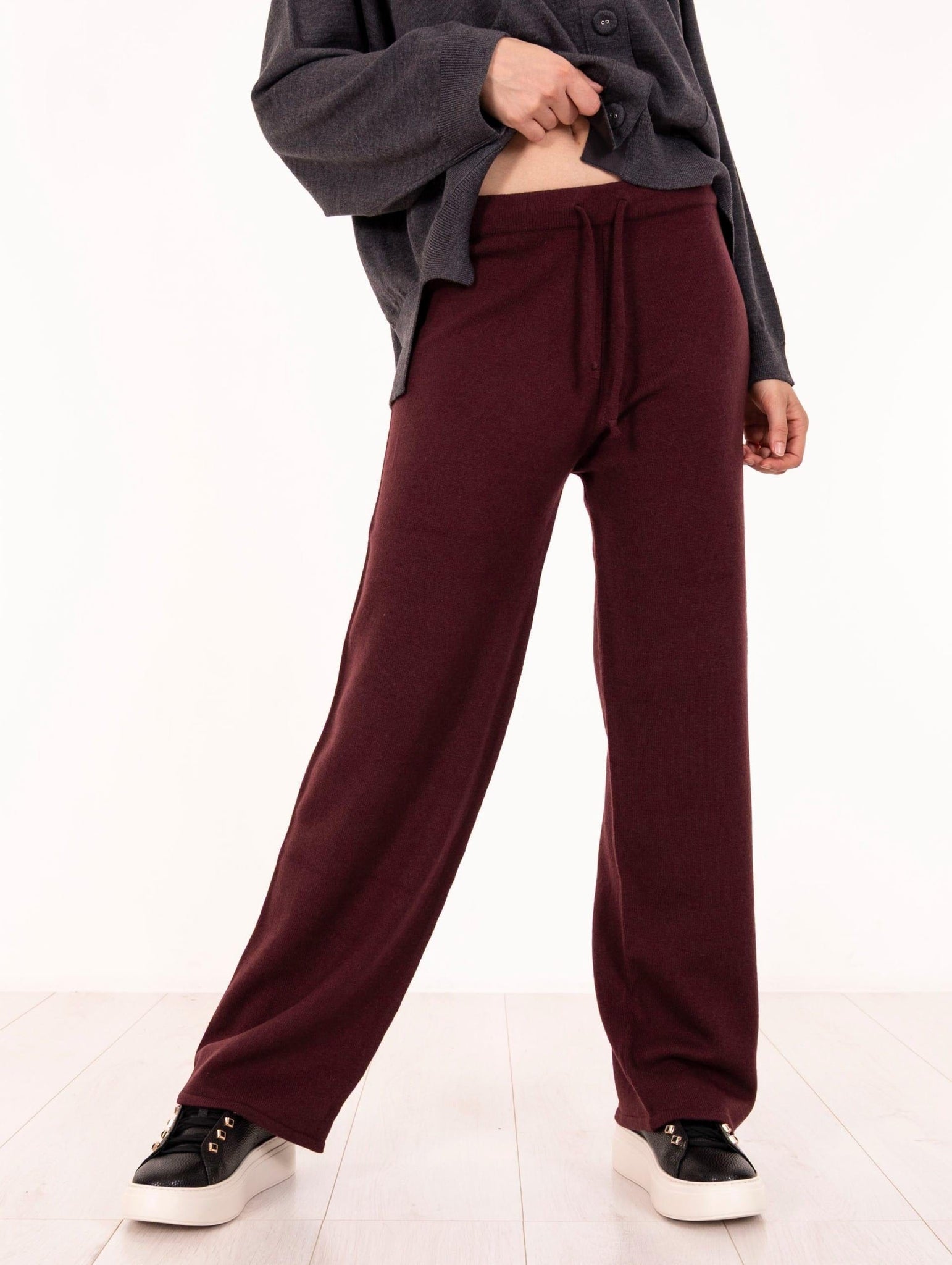 Pantalone Alpha Studio in Pura Lana Geelong Ciliegia