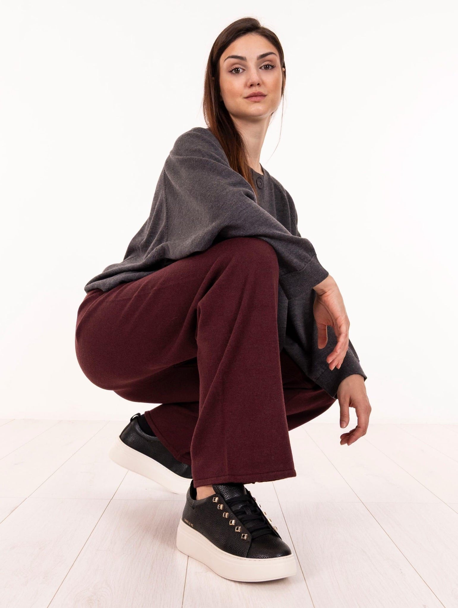 Pantalone Alpha Studio in Pura Lana Geelong Ciliegia