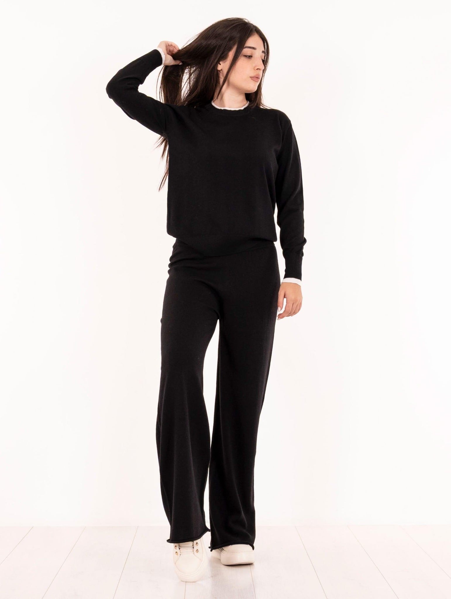 Pantalone Alpha Studio in Pura Lana Nero