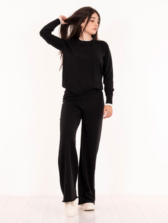 Hose Alpha Studio aus reiner schwarzer Wolle